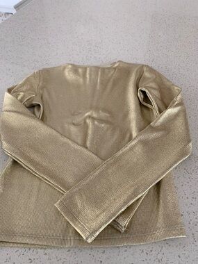 Zara Shimmery Gold Ribbed Long Sleeve Top